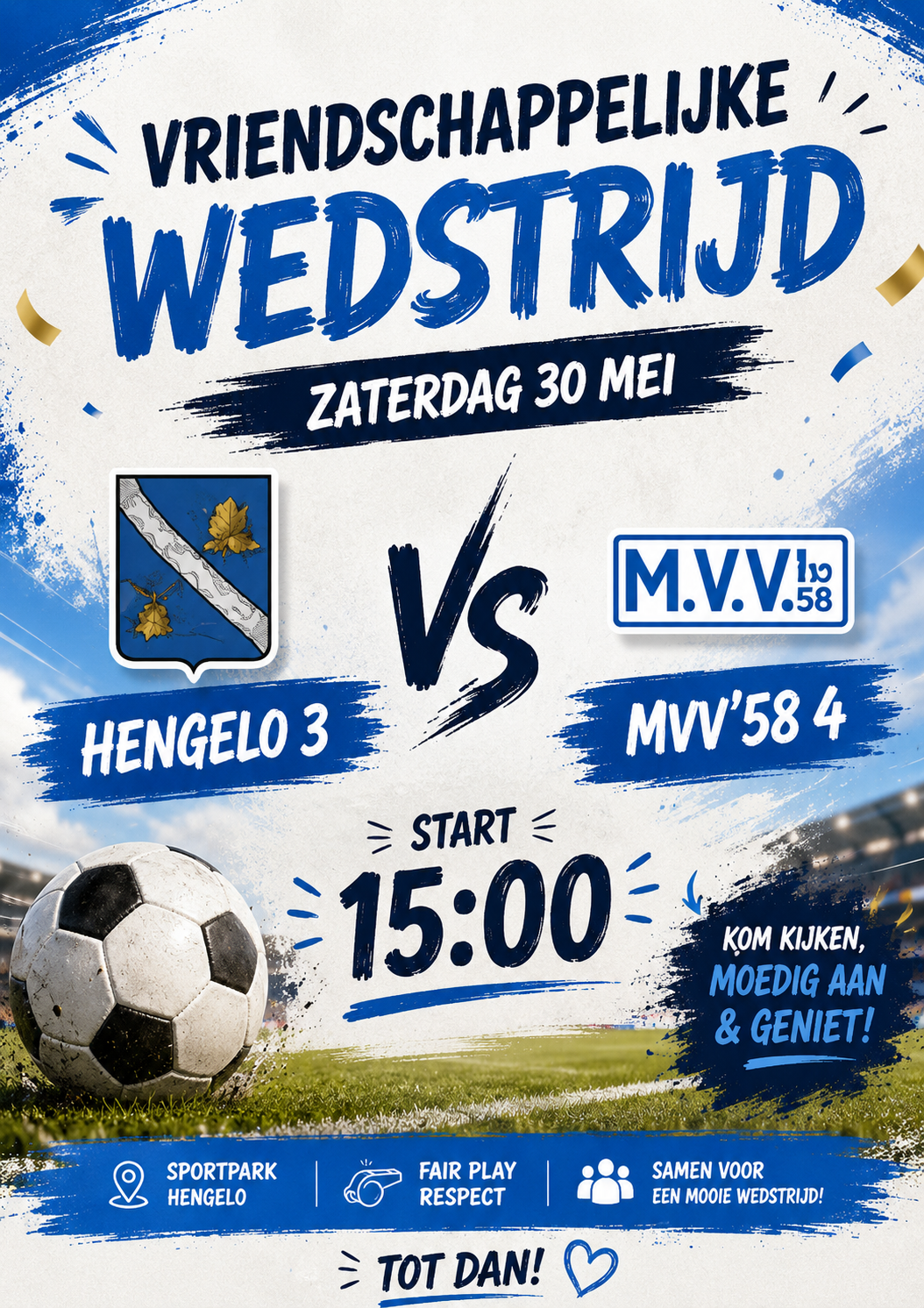 Vriendschappelijke wedstrijd HVV Hengelo zaterdag 3 - MVV'58 4 Meteren