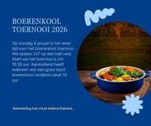 Boerenkool toernooi zondag 4 januari