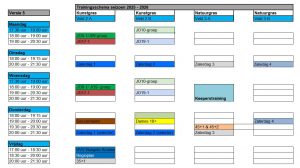 Trainingsschema seizoen 2025/2026 1