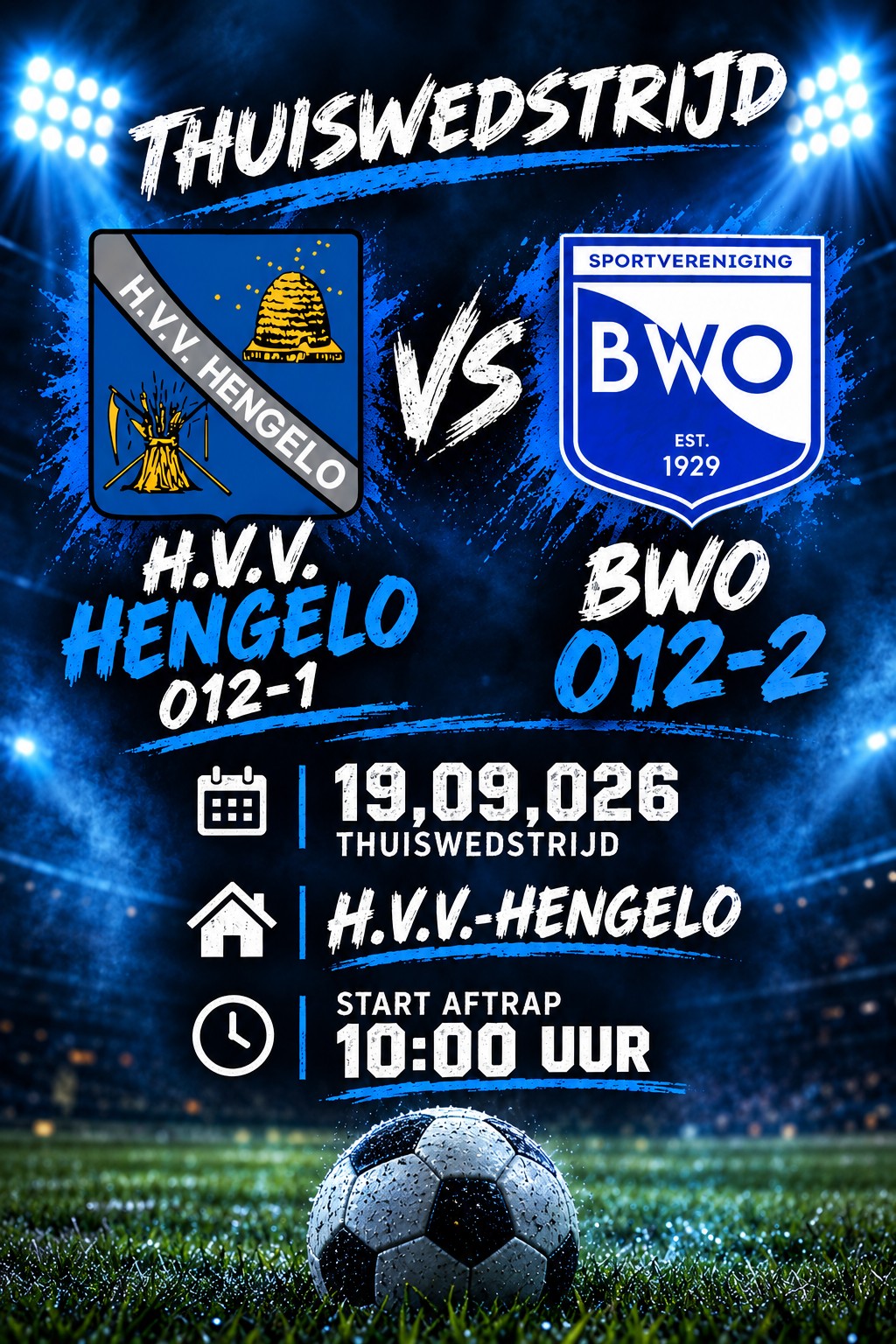 Wedstrijd verslag HVV 12-1 BWO 12-2